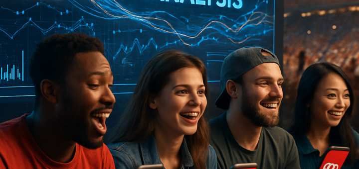 Futuristic depiction of sports fans engaging with AI-powered social media analytics by Chery.