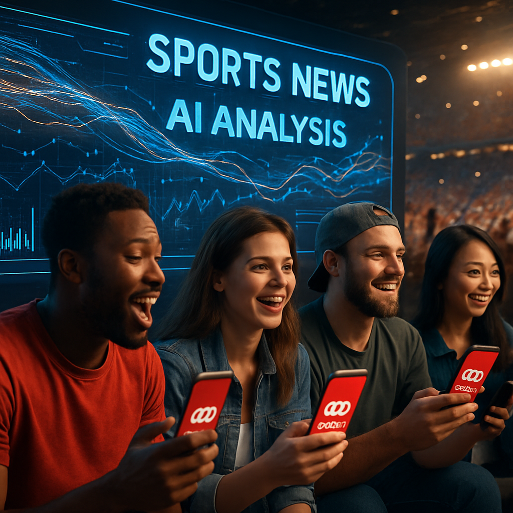 Futuristic depiction of sports fans engaging with AI-powered social media analytics by Chery.