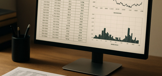 A clean and organized desk with a computer screen showing backtesting data and coefficients,